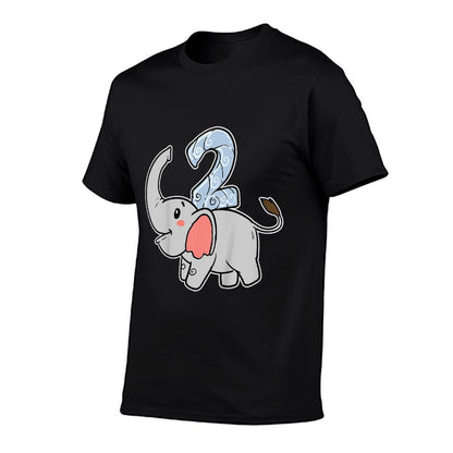 Kids Happy Birthday Party 2 Two Years Elephant Second Year Birth  Breathable T-Shirt