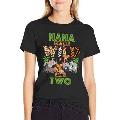 2nd Birthday Zoo Safari Jungle Nana Of The Wild And Two  Relaxed-fit T-Shirt