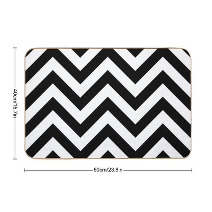 Zigzags Pattern Black & White  Multi-Purpose Bath Mat