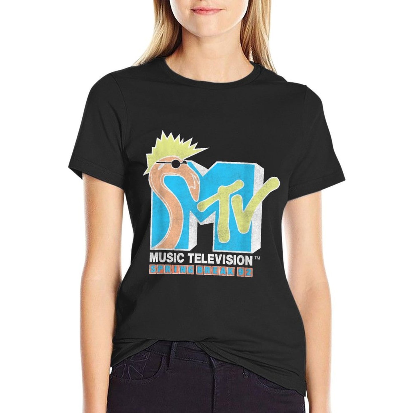 MTV Spring Break 92 Classic Logo T-s  Rolled Sleeves T-Shirt
