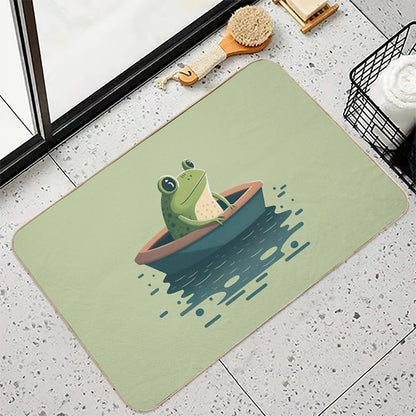 Cute Frog on A Journey Durable Bath Mat
