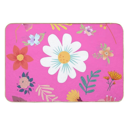 Random Floral Pattern 11 Neon Pink Background Color  High-Traffic Bath Mat