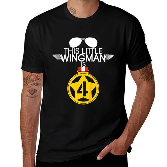 Kids 4th Birthday Boys Pilot Kids Wingman 4 Year Old  Tagless Design T-Shirt