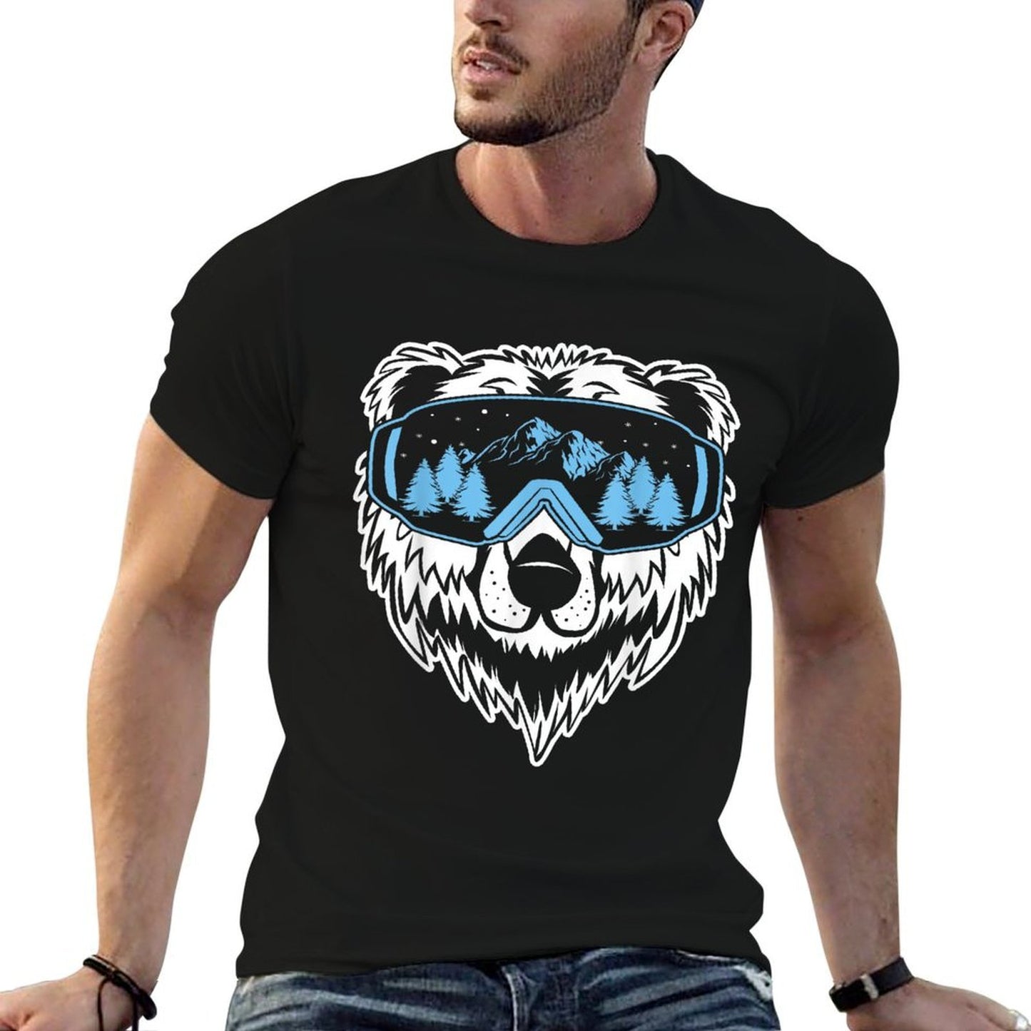Grizzly Bear Snowboard Goggles Skiing Snow Winter Mask  Relaxed-fit T-Shirt
