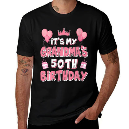 Womens Balloons It's My Grandma's 50th Birthday 1975 50 Years Old Comfortable T-Shirt