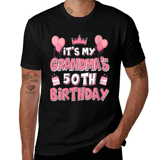 Womens Balloons It's My Grandma's 50th Birthday 1975 50 Years Old Comfortable T-Shirt