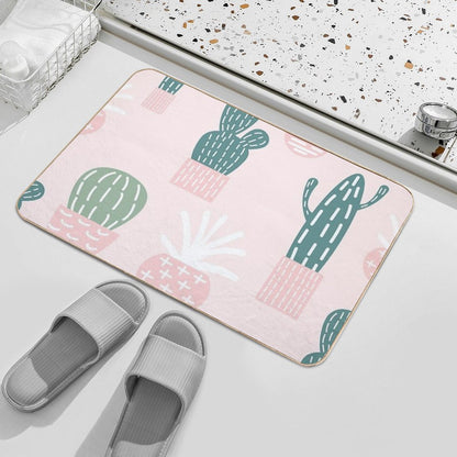 Cute Cacti on Pink Background  Absorbent Bath Mat