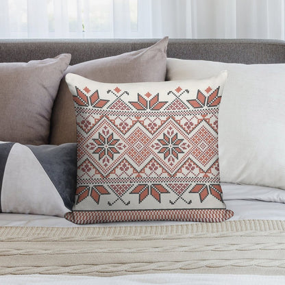 Palestinian Jordanian Tatreez Cross Stitch Realistic Traditional Embroidery Pattern Design #4 Soft Gift Ready Throw Pillow