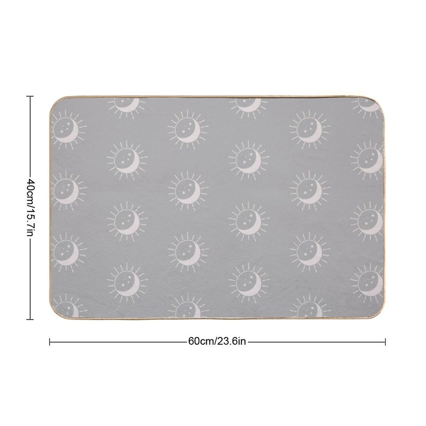 Pretty Sun And Moon Pattern Soft Aesthetic In Muted Colors Gray Taupe  Non-Slip Bath Mat