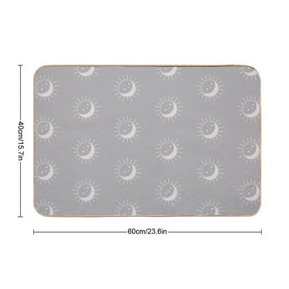 Pretty Sun And Moon Pattern Soft Aesthetic In Muted Colors Gray Taupe  Non-Slip Bath Mat