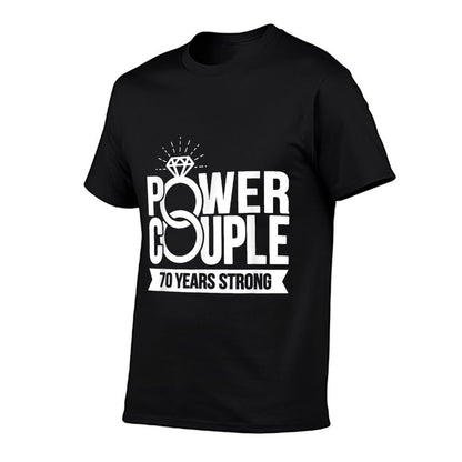 Married 70 Years - Power Couple - 70th Wedding Anniversary  Heathered Texture T-Shirt