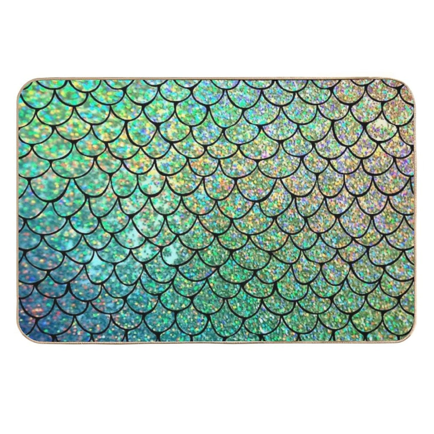 Colorful Glitter Mermaid Scales  Absorbent Bath Mat