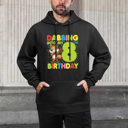 Dabbing Into My 8th Birthday Fox Eight Years Old Boys Girls Breathable Fabric Hoodie