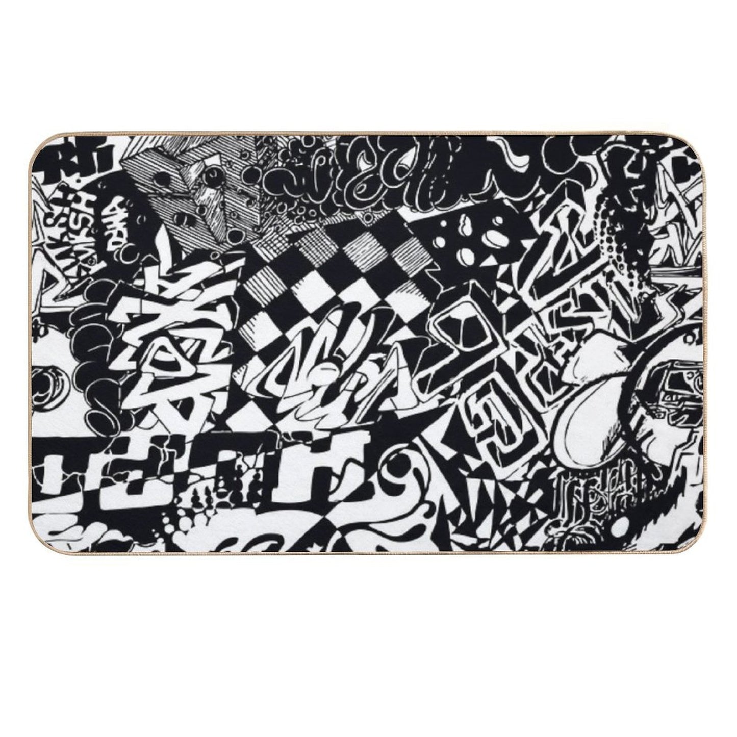 Black And White Graffiti  High-Traffic Bath Mat
