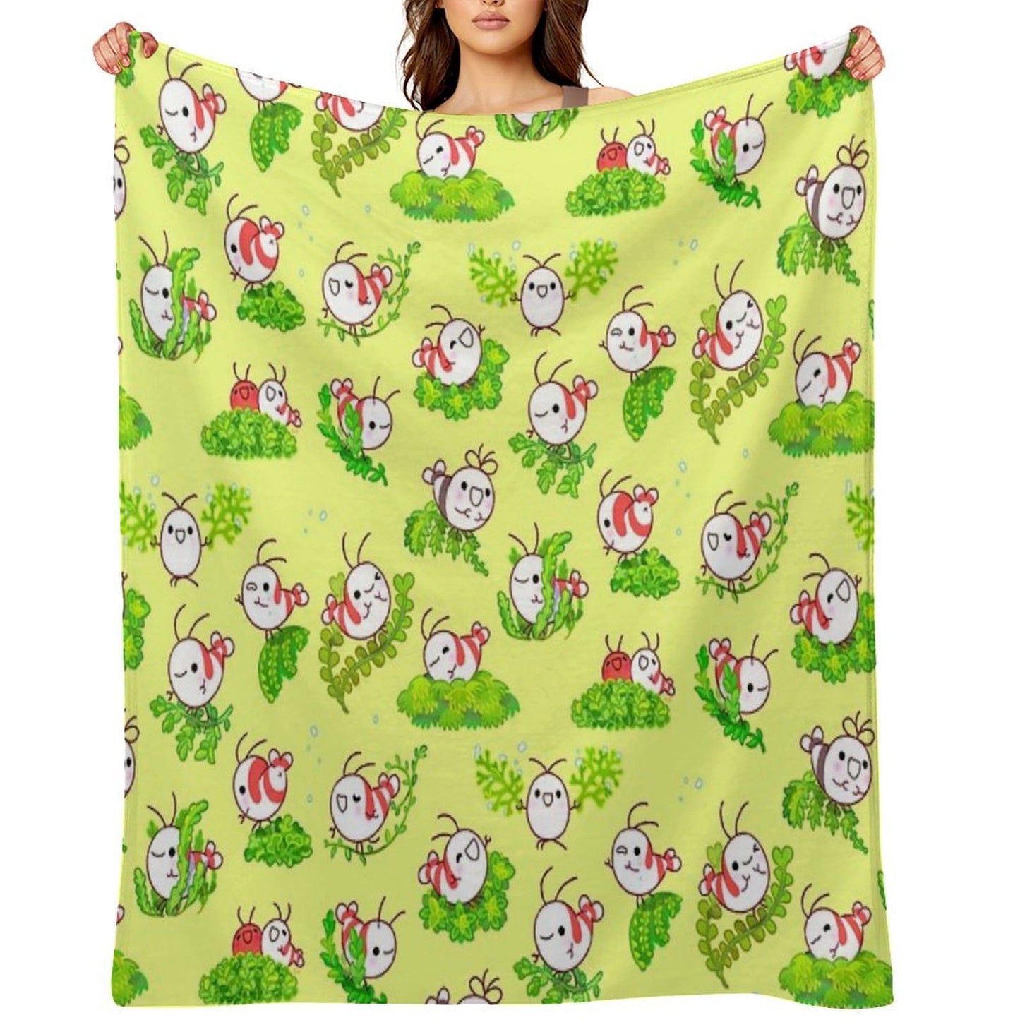 Shy Shrimp And Moss Multi-functional Throw Blanket