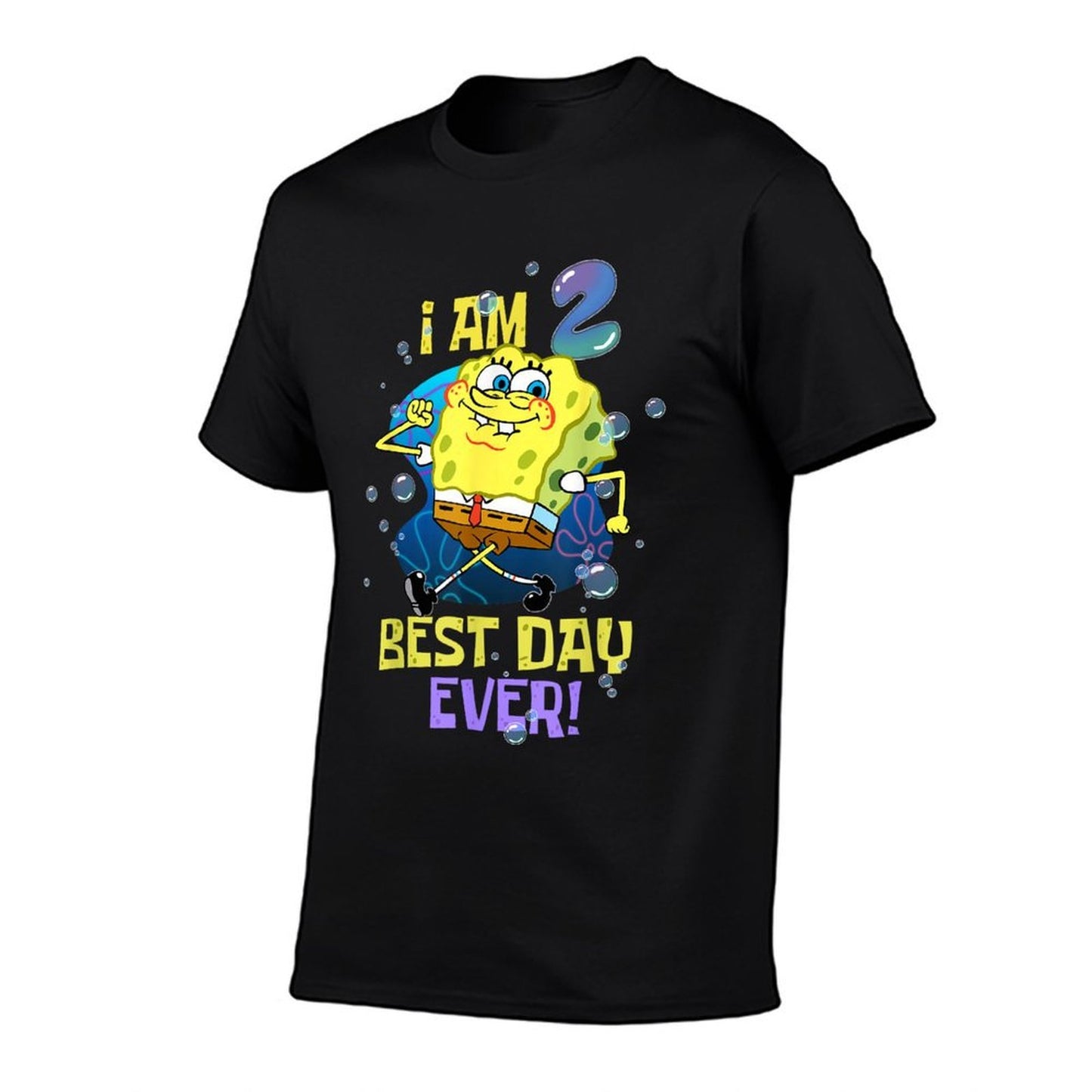 Mademark X SpongeBob SquarePants - Spongebob I Am 2 Best Day Ever 2nd Birthday Kids Spongebob  Wrinkle-resistant T-Shirt