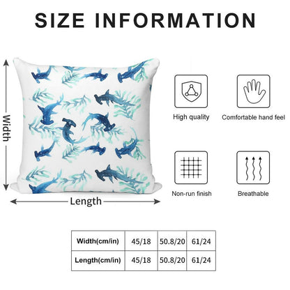 Hammerhead Shark Pattern Soft Luxury Feel Throw Pillow
