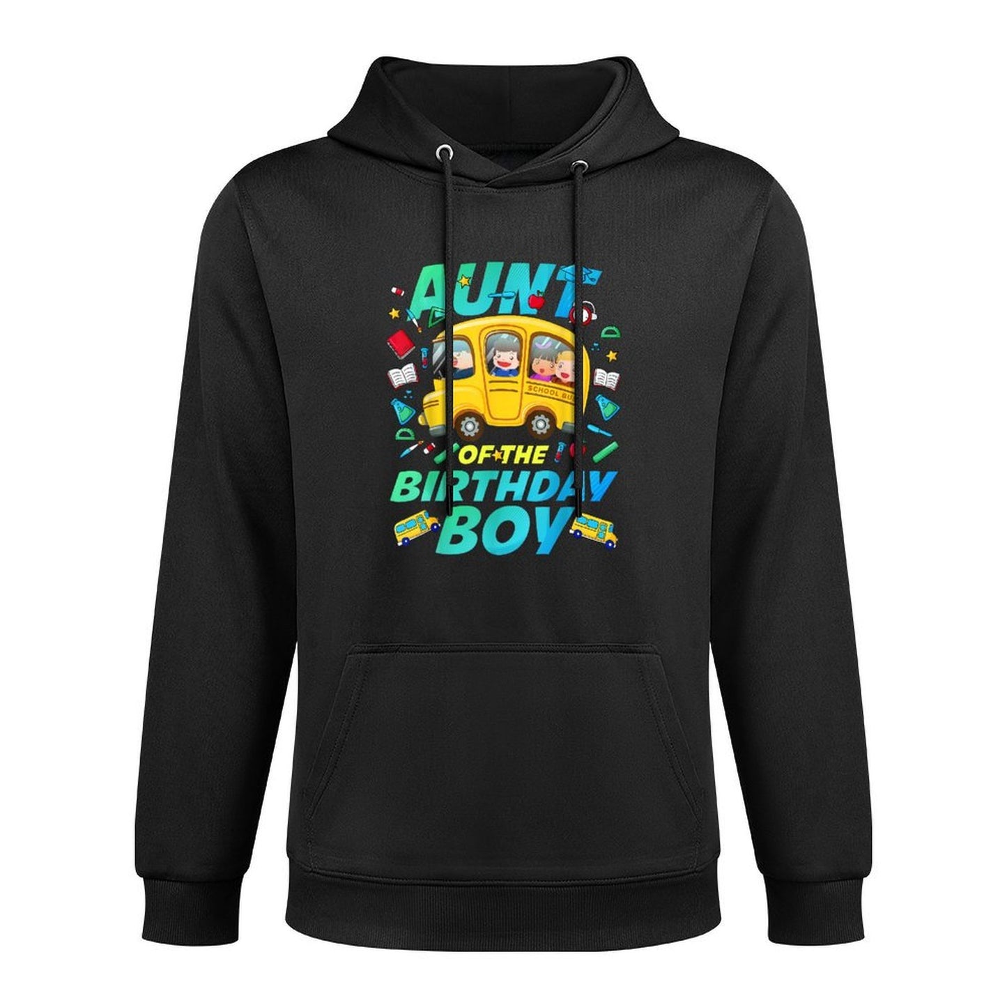 Aunt of The Birthday Boy School Bus Bday Family Party Cotton-Polyester Blend Hoodie