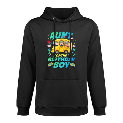 Aunt of The Birthday Boy School Bus Bday Family Party Cotton-Polyester Blend Hoodie