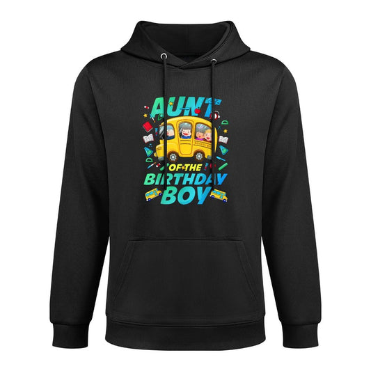 Aunt of The Birthday Boy School Bus Bday Family Party Cotton-Polyester Blend Hoodie