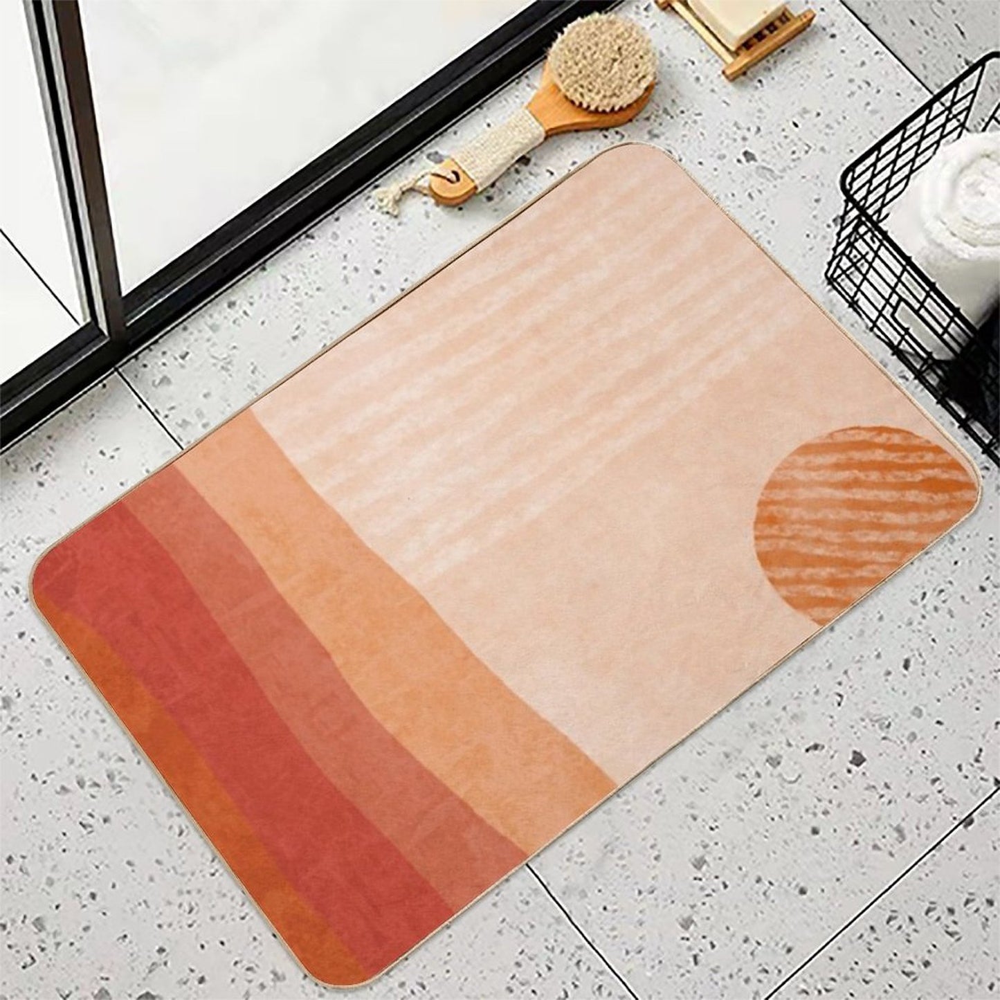 BOHO Contemporary Neutral Tone Modern Art Pastel Pattern  Rapid-Drying Bath Mat