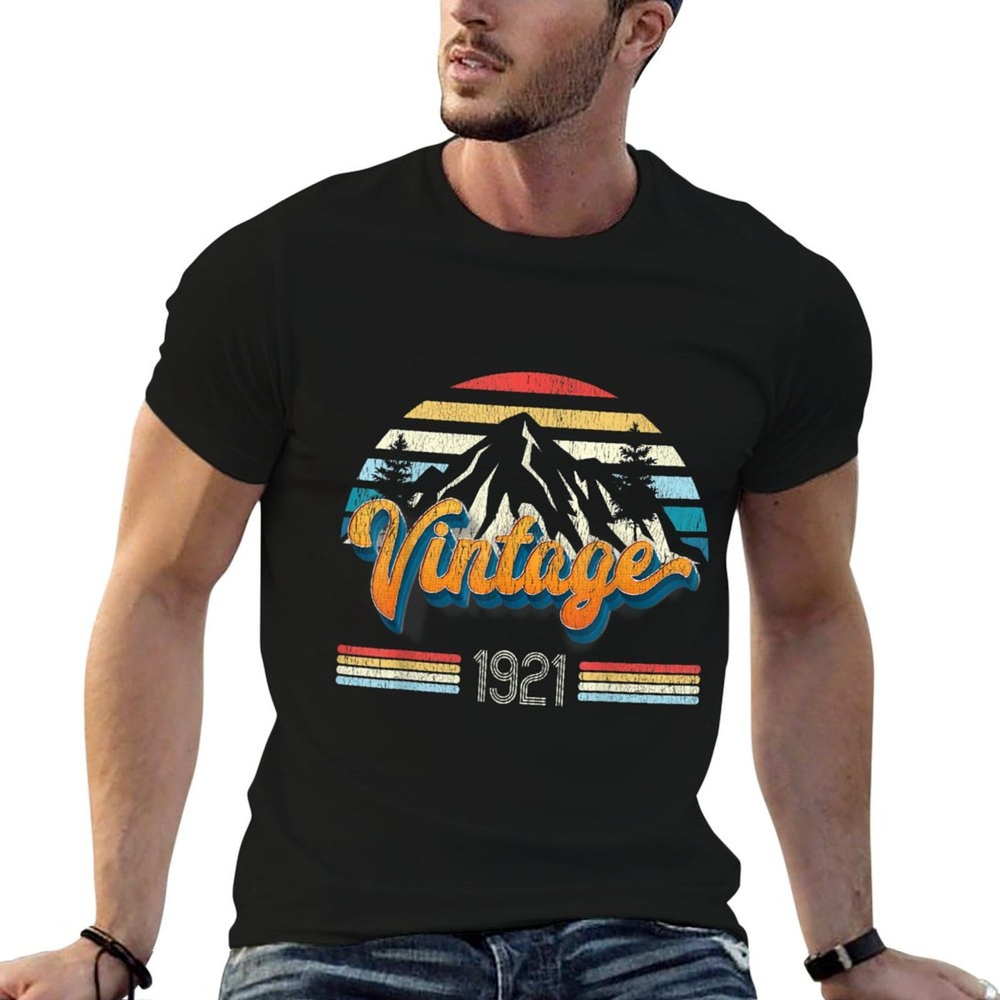 Vintage 1921 Mountain Retro 100 Years Old 100th Birthday  Trendy Pattern T-Shirt