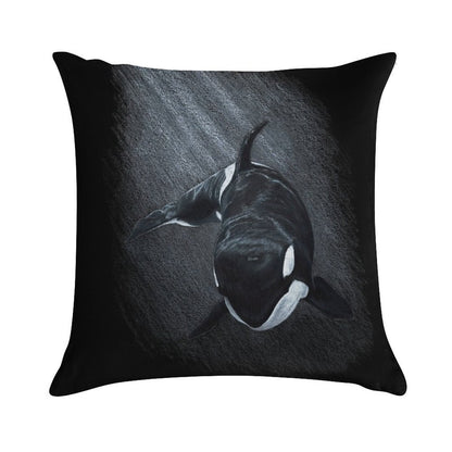 White Whale - Orca Soft Short Plush Fabric Throw Pillow