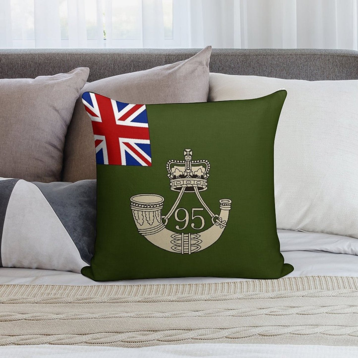Napoleonic British Flag of The 95th Rifles Soft Luxury Feel Throw Pillow