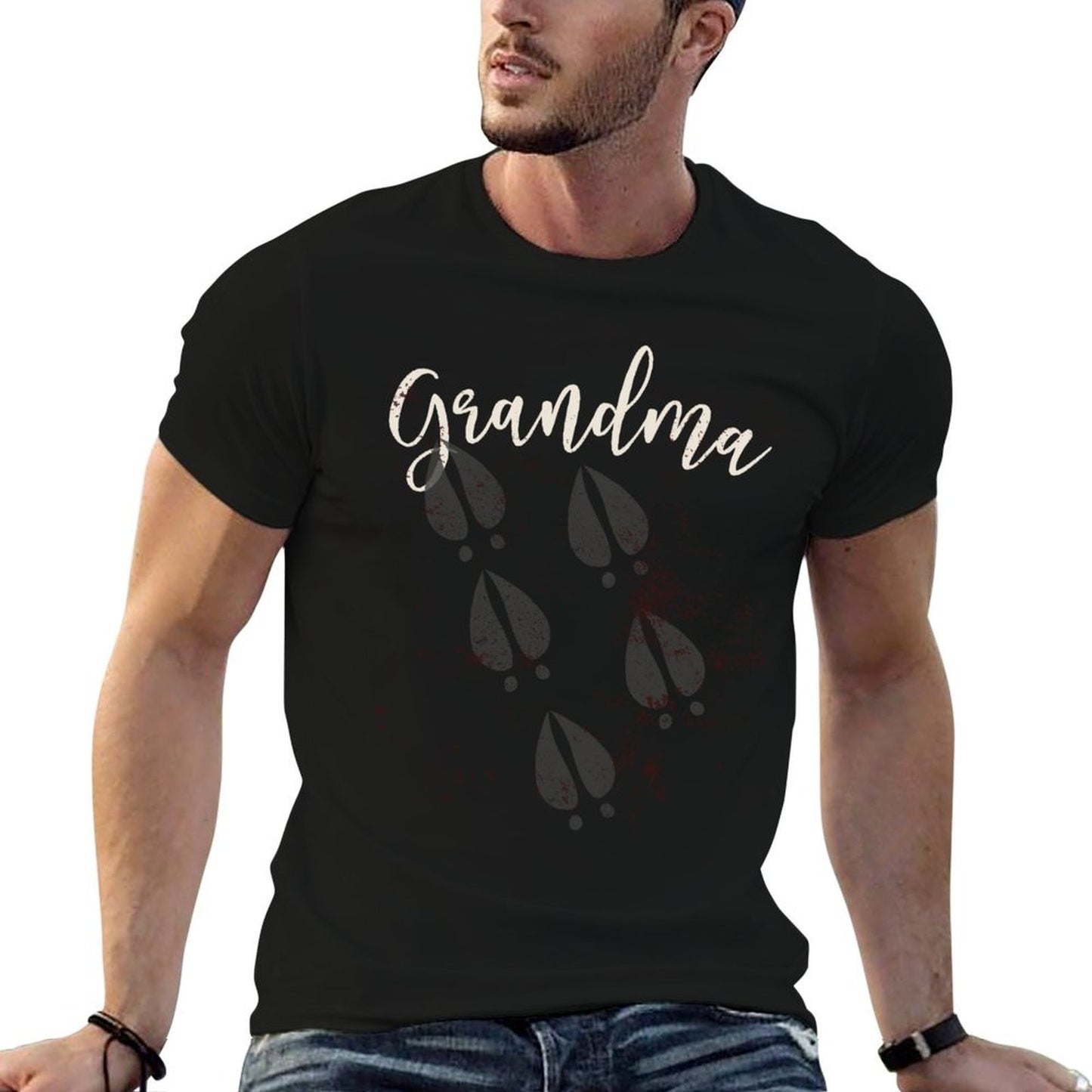 Funny Christmas Grandma Reindeer Tracks Sweatshirt  Rolled Sleeves T-Shirt