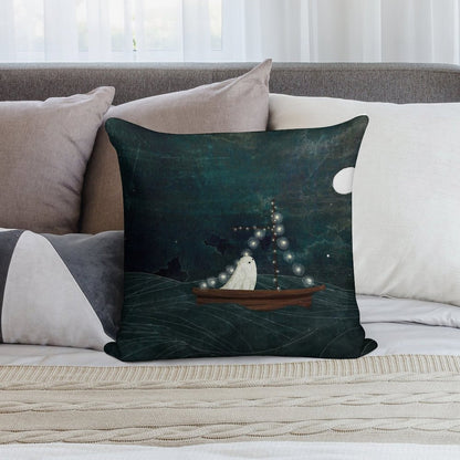 Ghost Boat Ride Soft Luxury Feel Throw Pillow