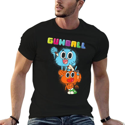 Cartoon Network The Amazing World of Gumball Gumball Spray Unisex-Adults Cat Modern Black Small  Classic T-Shirt