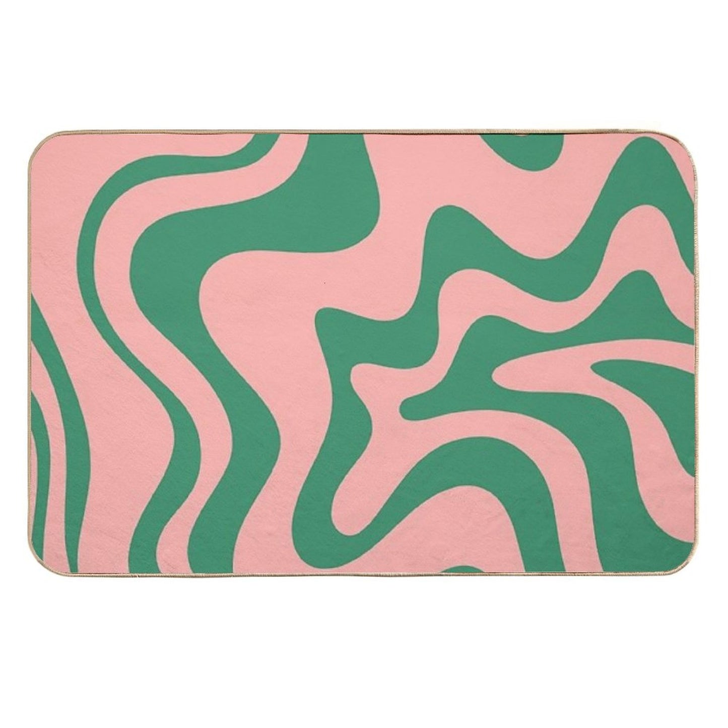 Liquid Swirl Contemporary Abstract Pattern in Pink And Green  Odorless Bath Mat