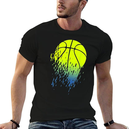Disintegrating Neon Green Basketball Urban  Heathered Texture T-Shirt