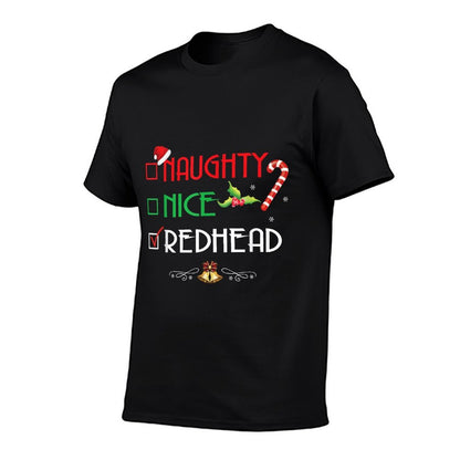 Naughty Nice Redhead Funny Family Christmas Pajama Group Comfortable T-Shirt