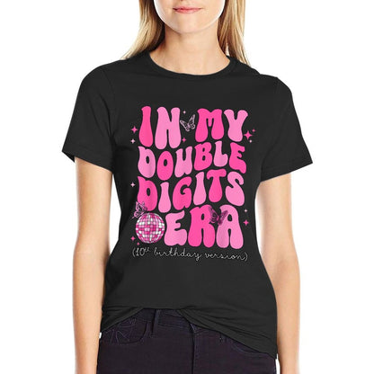 In My Double Digits Era 10th Birthday Version  Ribbed Collar T-Shirt