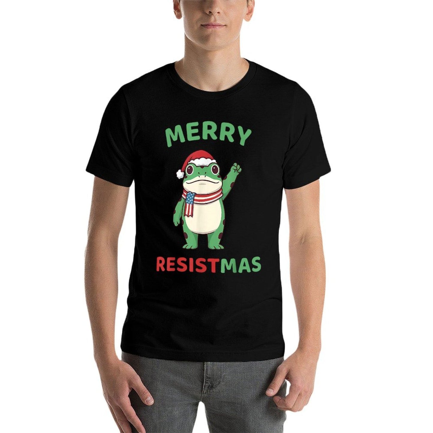 Frog Retro Merry Resistmas Funny Political Christmas  Odor-resistant T-Shirt