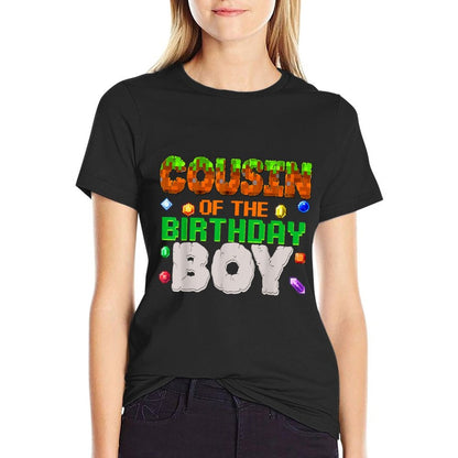 Cousin Of The Birthday Boy Video Gamer Black Boys' Birthday Pixel Number  Tagless Design T-Shirt