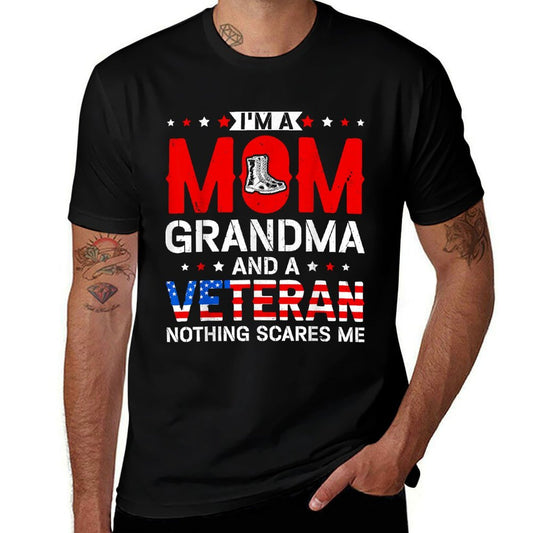 I'm A Mom Grandma And A Veteran Funny Female Veteran Grandma  Wrinkle-resistant T-Shirt