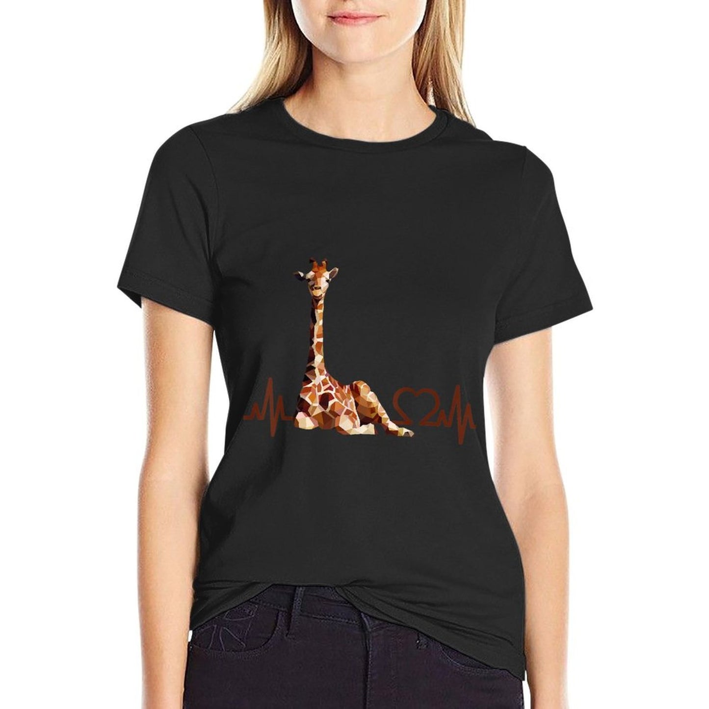 Birthday Giraffe Heartbeat for Woman Man Kids  Soft T-Shirt