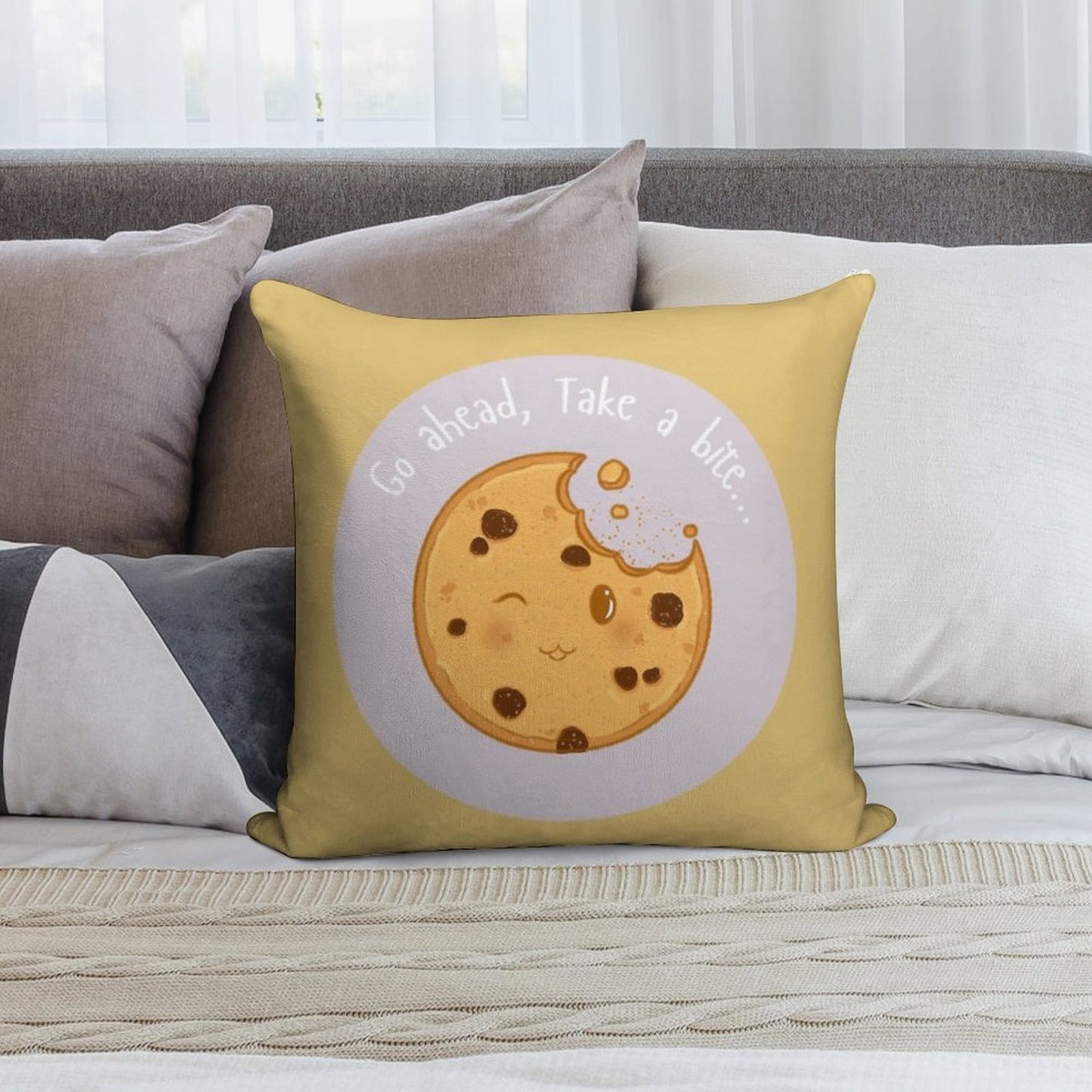 Collection Go Ahead, Take A Bite... – Cookie Soft Short Plush Fabric Throw Pillow