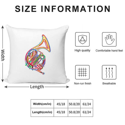 French Horn Soft Skin-Friendly Throw Pillow