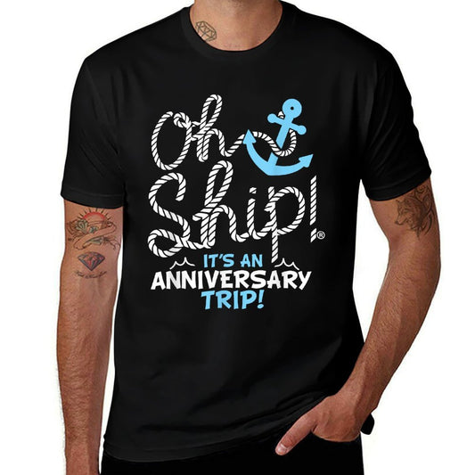 Oh Ship It's An Anniversary Trip, Oh Ship Cruise  Oversized Silhouette T-Shirt