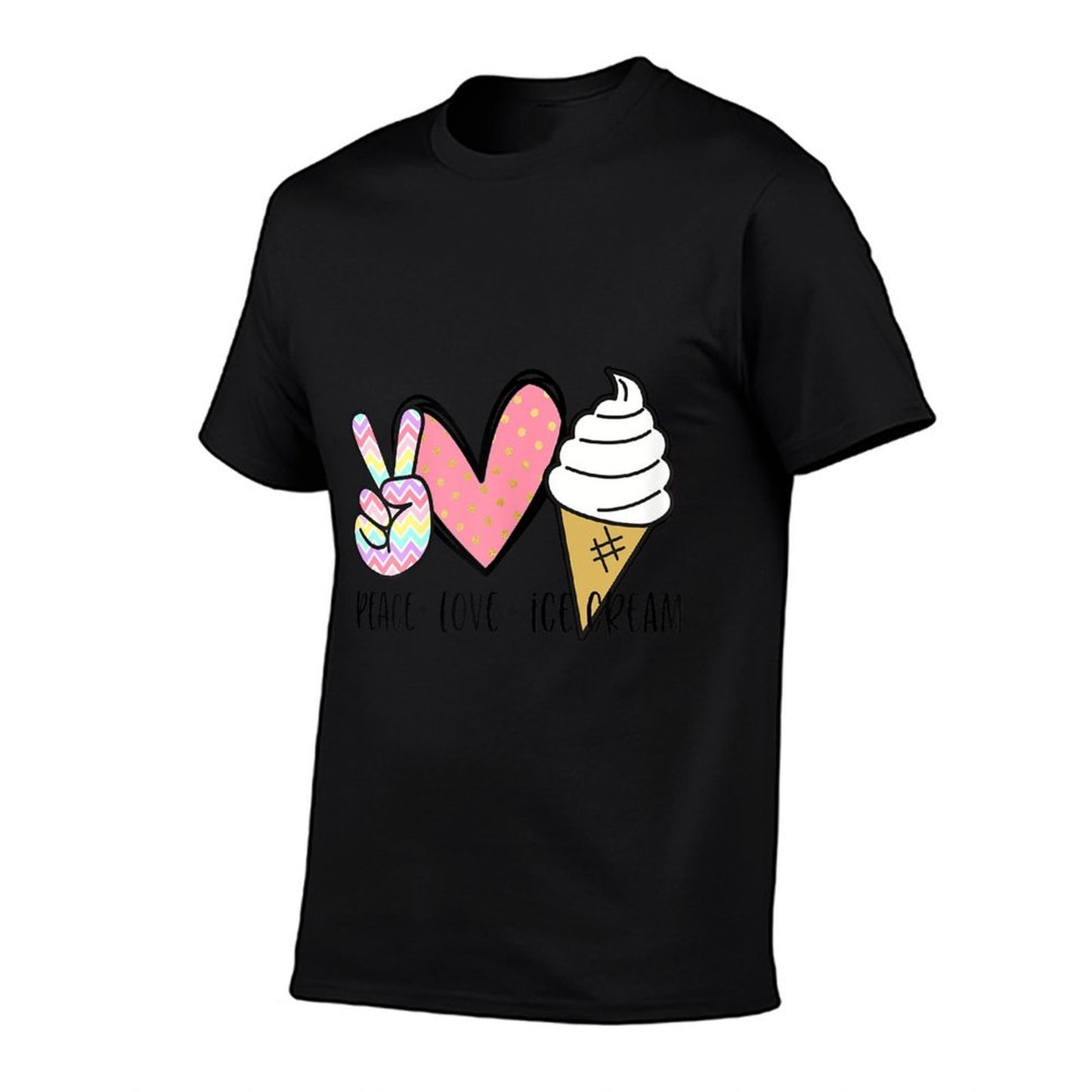 Peace Love Ice Cream Cute for Girlsns Women Summer  Breathable T-Shirt