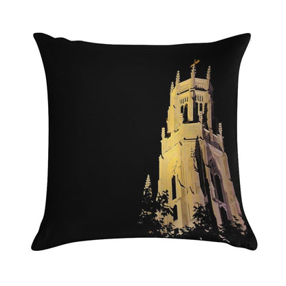 Night Time Glowing Church Soft Shrink-Resistant Throw Pillow