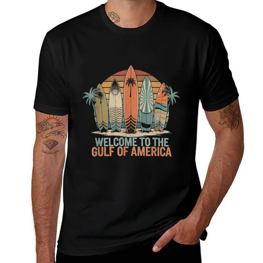 Gulf Of USA America Gift Men Women Flag Beach Wrinkle-resistant T-Shirt