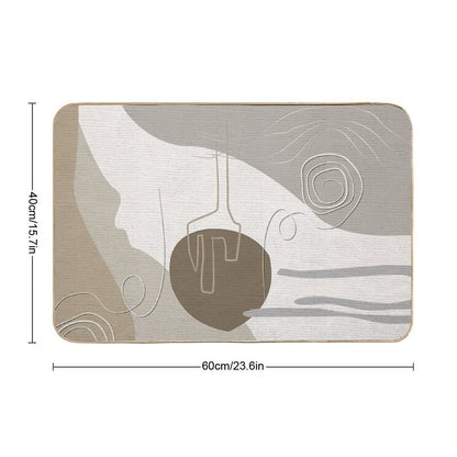 Abstract - Go with The Flow 2 in Beige  Long-Lasting Bath Mat