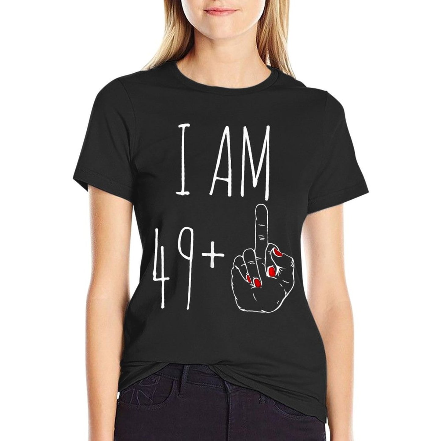 I Am 49 Plus 1 Middle Finger For A 50th Birthday  Oversized Silhouette T-Shirt