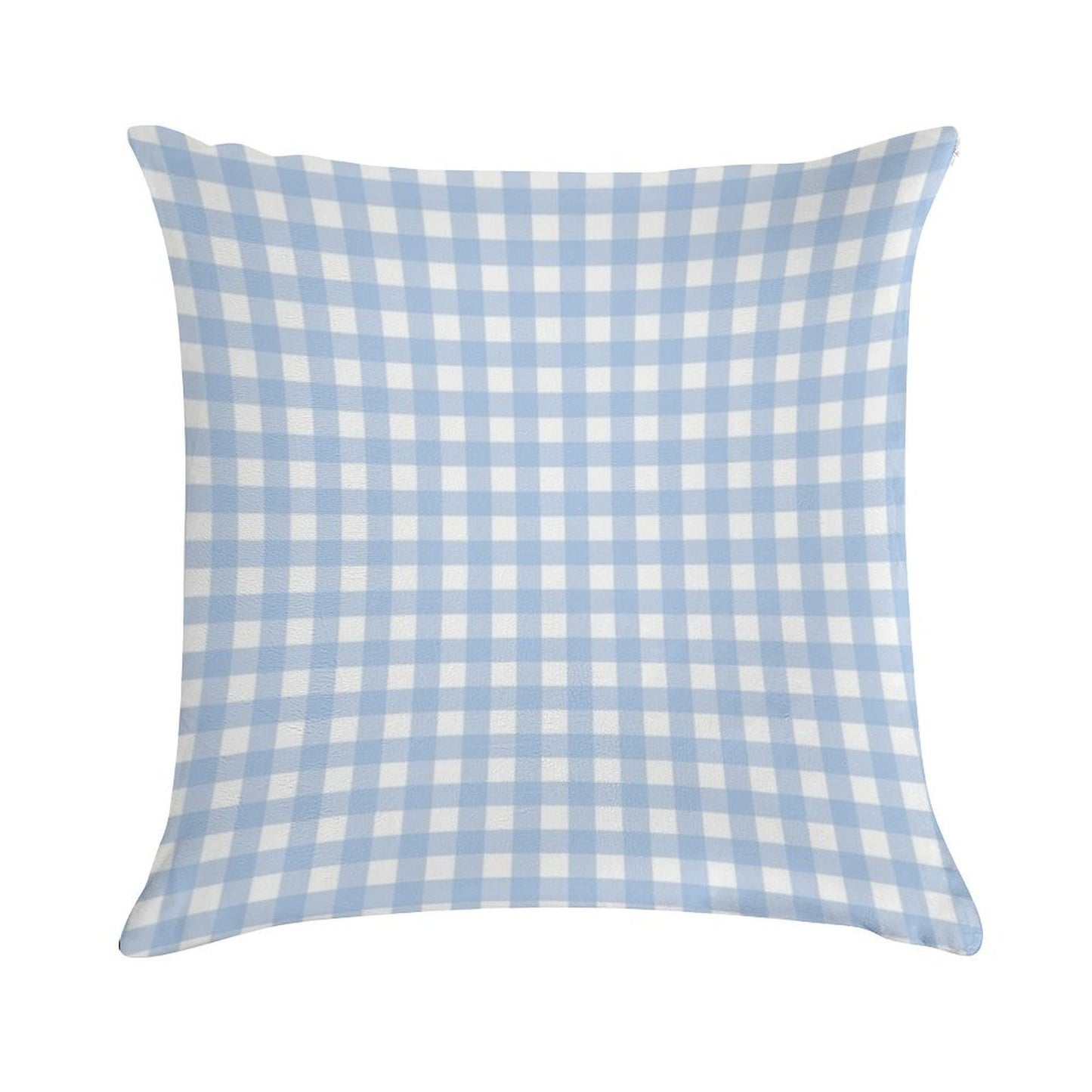 Light Blue Gingham Patterned Soft Warmth Comfort Throw Pillow