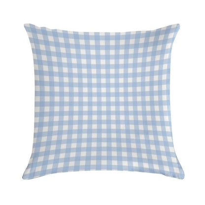 Light Blue Gingham Patterned Soft Warmth Comfort Throw Pillow