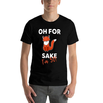 Oh For Fox Sake Funny Pun Sarcastic for 50th Birthday  Heathered Texture T-Shirt